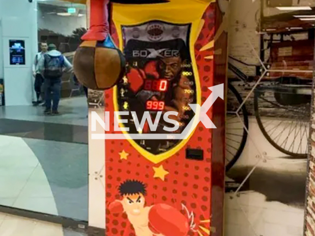 Illustrative photo shows a boxing machine, undated. The guy missed punching bag and shattered bones in arm after hitting the boxing machine in Moscow Oblast, Russia. Note: Private photo taken from local media. (Newsflash)