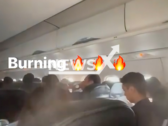 Cabin fills with smoke on a flight from Subang to Penang, Malaysia, undated. No one was injured in the incident. Note: Photo is a screenshot from a video. (@harrellerik/Newsflash)