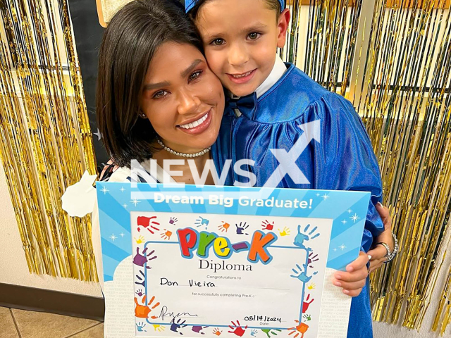 Adriana Vieira and her six-year-old son Don, pose in undated photo. The Brazilian model was found dead after attending a yacht party in Miami, Florida, USA, on Sunday, 22 September, 2024. Note: Picture is taken from social media. (@adrianavieiraof/Newsflash)