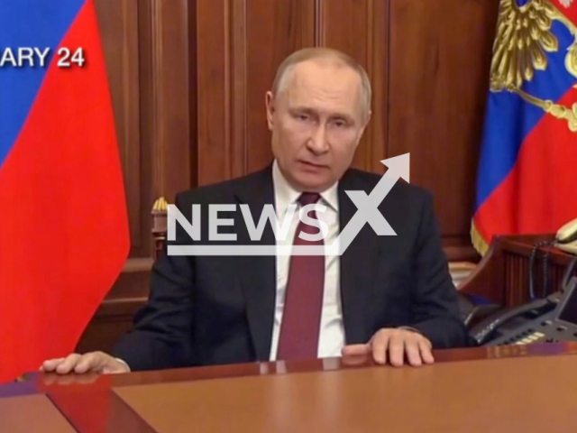 Putin speaks English with AI, undated. RT has reportedly converted key archive speeches. Note: Photo a is screenshot from a video(RT/Newsflash)