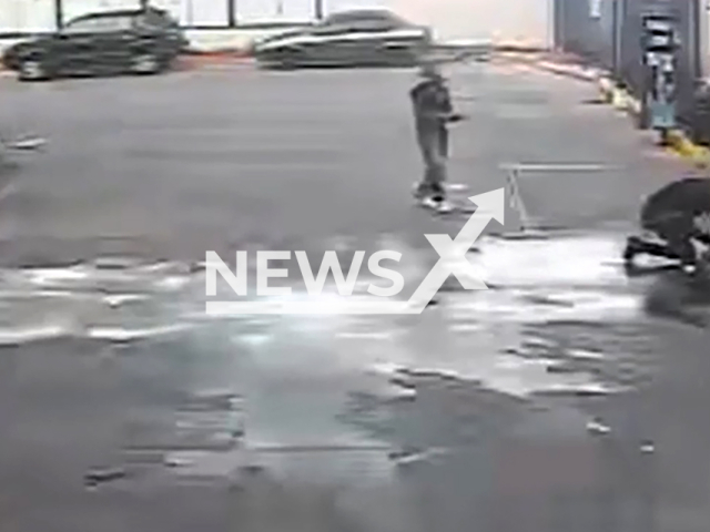 Off-duty police officer shoots and kills a victim of a robbery at a gas station in Sao Paulo, Brazil, Sunday, Oct. 6, 2024. An investigation has been opened. Note: Photo is a screenshot from a video. (Newsflash)