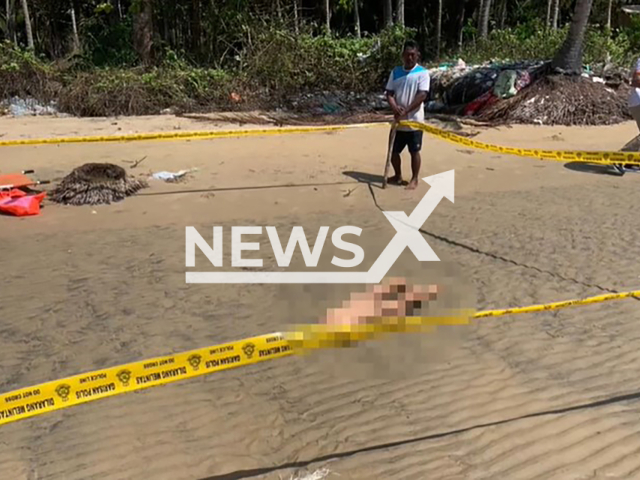 Picture shows investigations being carried out in Lahad Datu, Malaysia, undated. A crocodile attacked a boy. Note: Private photo taken from local media. (NF/NewsX)