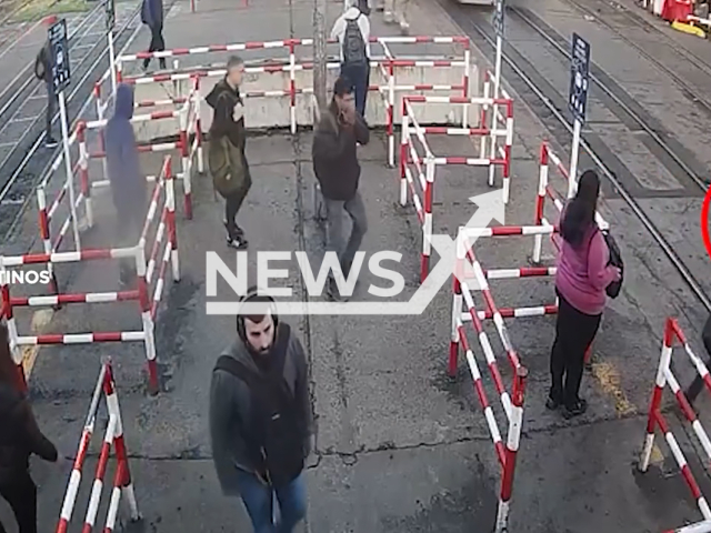 Train hits man glued to phone in neighborhood of Liniers, Argentina, Tuesday, Oct. 15, 2024. He did not suffer serious injuries.  Note: Photo is a screenshot from a video. (Trenes Argentinos/NF/newsX)