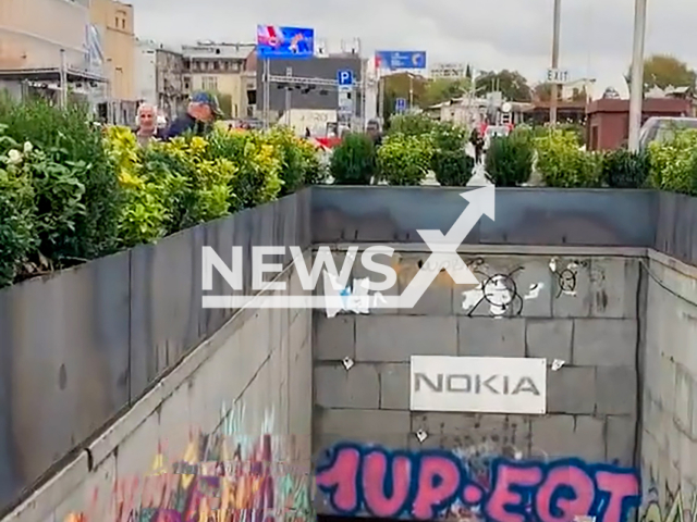 Wall plants have been planted where Russian tourist girl Arina Glazunova, 24, fell to her death in Tbilisi, Georgia in the end of September, 2024. She tripped and fell into an underground passage, receiving serious head injuries. Note: Photo is a screenshot from a video. (NF/newsX)