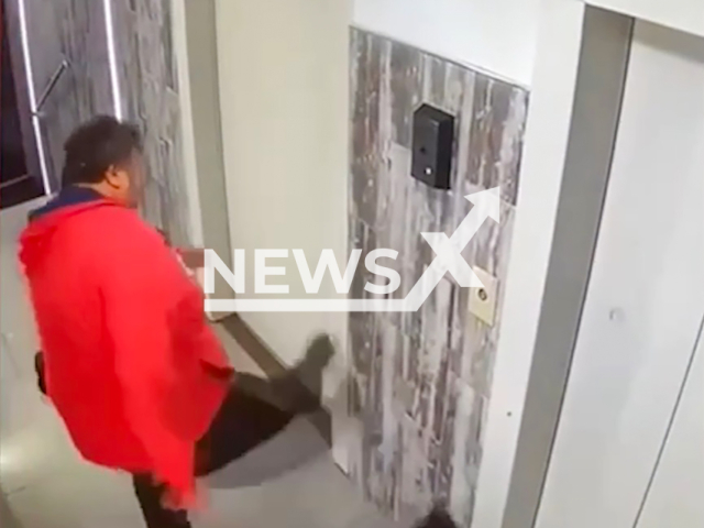 Sergejs Markushevs brutally beats a tiny dachshund in the corridor of residential building in Yasenevo District of Moscow, Russia on Saturday, Oct. 5, 2024. The prosecutor's office started investigation. Note: Photo is a screenshot from a video. (NF/newsX)