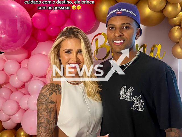 Picture shows Bruna Rotta and Rodrygo, undated. She reportedly revealed secret of footballer Rodrygo. Note: Private photo taken from social media. (@brunarotta_/NF/newsX)