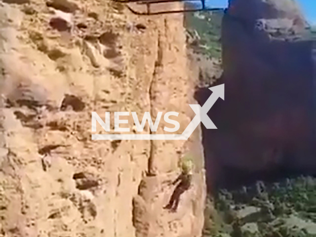 Video shows helicopter rescue in the Mallos de Riglos, Spain, Saturday, Oct. 19, 2024. The victim suffered a hard blow from a stone to the ankle. Note: Photo is a screenshot from a video. (@guardiacivil/NF/newsX)