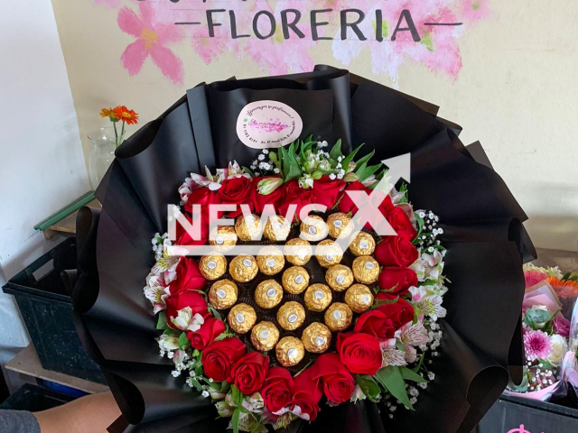 Picture shows the bouquet posted by the flower shop, undated. The woman who received the stolen bouquet showed it off in her Instagram stories in El Carmen, Nuevo Leon, Mexico. Note: Private photo taken from social media. (Floreria El Mirador/NF/newsX)