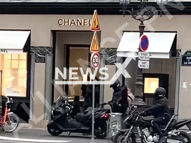 Robbery in a Chanel boutique, Place Vendome, Paris, France. Note: Picture is a screenshot from a video (@alliancepolicenationale/Newsflash)