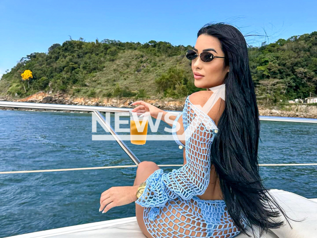 Aline Tamara Moreira de Amorim, 37, poses in undated photo. She disappeared after a speedboat accident in Sao Vicente, Brazil. Note: Private photo taken from social media. (Newsflash)