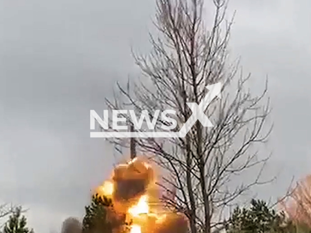 High-precision air-based missiles of the Russian Aerospace Forces have destroyed a large ammunition depot of the Ukrainian group of troops located on the territory of the Energomashspetsstal plant in Kramatorsk city in Ukraine 6th of May 2022.
Note: This picture is a screenshot from the video.
(Ministry of Defense of Russia/Newsflash)