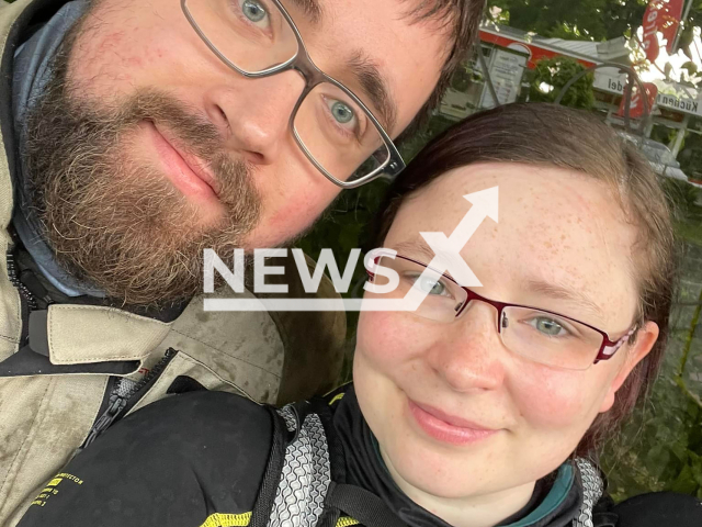 Juliane and Christian Brych from Saxony-Anhalt State, Germany, pose in undated photo. They had a devastating bike accident on their way to Tibet. Note: Private photo from social media. (@juliane.brych/NF/news)