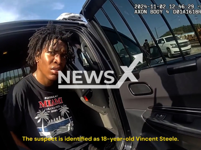 High-speed chase and foot pursuit assisted by air support led to the arrest of the stolen vehicle suspect later identified as 18-year-old Vincent Steele in Atlanta, Georgia, United States on the 2nd November 2024. Note: Photo is a screenshot from a video. (@AtlantaPoliceDpt/NF/newsX)