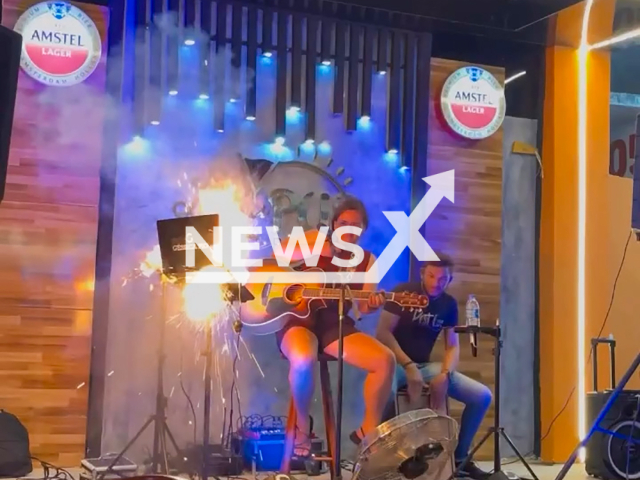 Laptop catches fire and explodes during singer's performance in Iguatu, Brazil, Sunday, Nov. 10, 2024. The fire was controlled by employees.
Note: Photo is a screenshot from a video. (@gessycapio/NF/newsX)