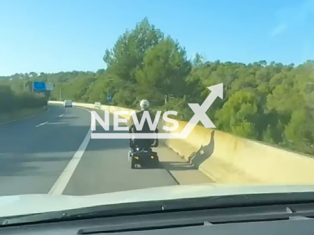 Image shows an 80-year-old man driving down a motorway, undated photo. It took place in Mallorca, Spain. Note: Photo is a screenshot from a video. (NF/newsX)