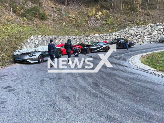 The image shows the McLaren Elva, LaFerrari, Ferrari 812 Superfast and Bentley Continental GTC, undated photo. The four super luxury cars were travelling in the Austrian-Swiss border region when they collided on Sunday, Nov. 10, 2024. Note: The following story has been checked, and although we were unable to speak to the owner of the illustrations, we believe this material is safe to use. However, at the end of the day, you will need to make the final decision. For terms visit: https://newsflash.media. (@Leinad111/NF/newsX)