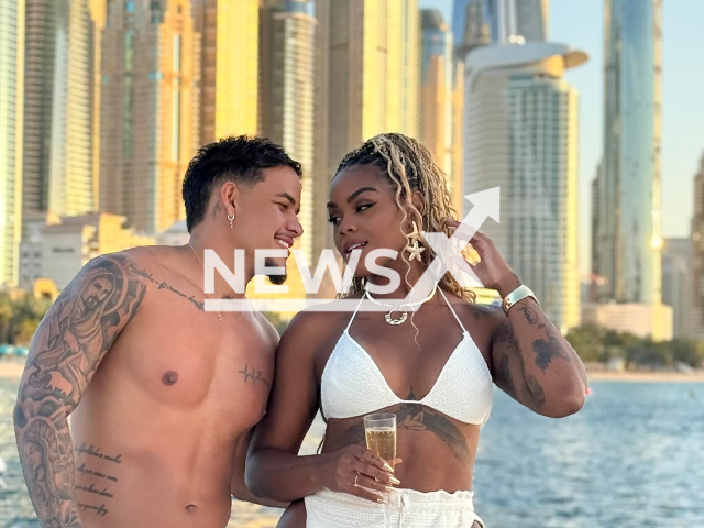 Influencers Lais Oliveira and Eduardo Veloso pose in undated photo. They were arrested in Fortaleza, Brazil. Note: Private photo taken from social media. (@eduardovelosoof/NF/newsX)