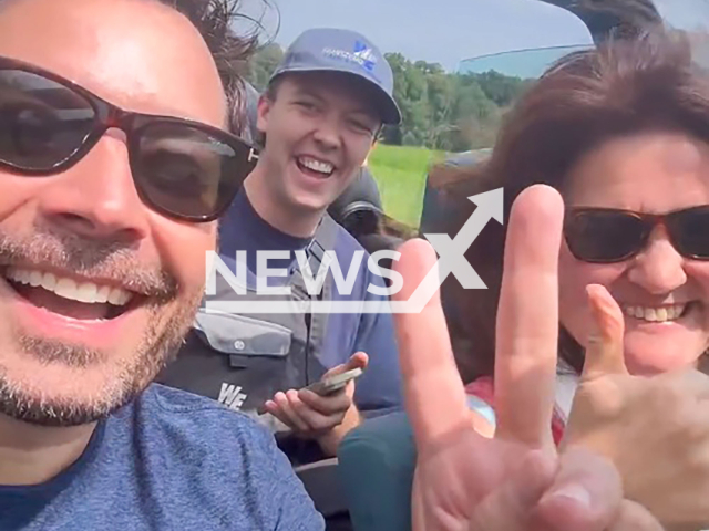 Image shows Jimmy Fallon, 50, Claudia and her son Leon, undated photo. They rescued him in Tegernsee, Bavaria State, Germany. Note: Photo is a screenshot from a video. (NF/newsX)