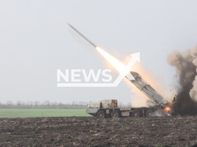 MLRS 'Smerch' strike at the Armed Forces of Ukraine in May 2022. Note: Picture is a screenshot from a video (Ministry of Defense of Russia/Newsflash)