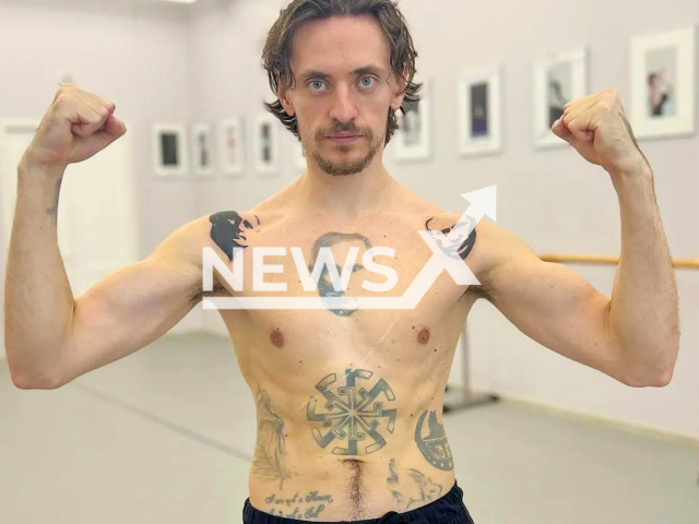 Photo shows Ukrainian ballet dancer Sergei Polunin, 35, in Moscow, Russia, undated. Polunin fully supported Russian invasion of Ukraine, had 3 Putin tattoos on his body and was Putin's trusted person at elections of 2024. Note: Private photo taken from social media. (Sergei Polunin, NF/newsX)