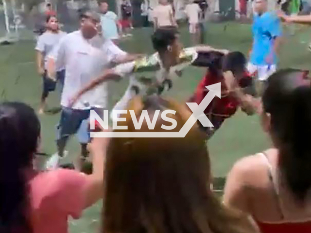 Armed man shoots during a fight between players on a football field in Rosario, Argentina, Thursday, Dec. 19, 2024. The shooter was not part of the participating teams. Note: Photo a is screenshot from a video(NF/newsX)