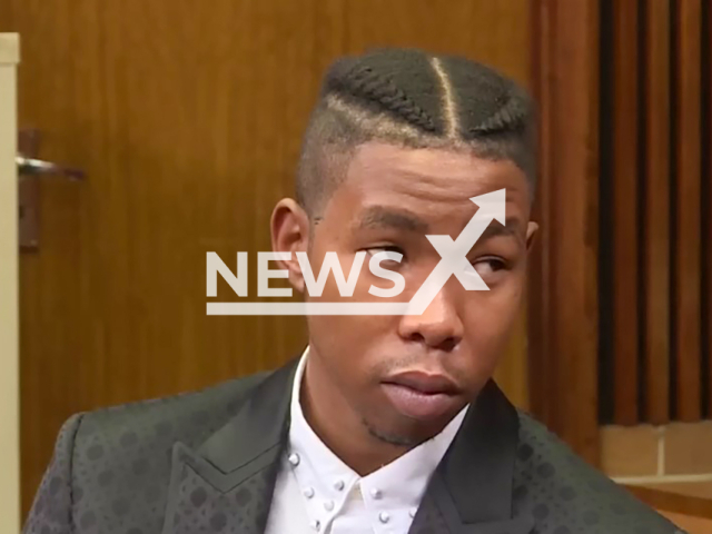 Picture shows Nelson Mandela's grandson Mbuso Mandela in court, undated. He was arrested on charges of possession of a hijacked vehicle and possession of an unlicensed firearm. Note: Image is a screenshot from video. (NF/newsX)