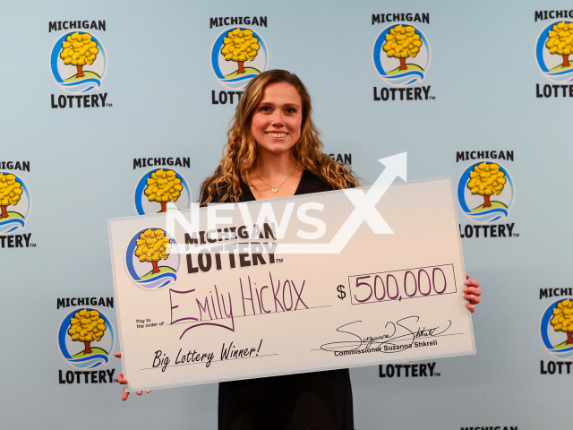 Emily Hickox poses in undated photo. She won $500,000 on Christmas, and her birthday with Michigan Lottery. Note: Licensed photo. (Michigan Lottery/NF/newsX)