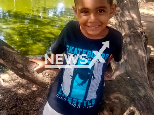 Bernardo Souza Nascimento, 6, poses in undated photo. He was killed in Vitoria, Brazil. Note: Private photo taken from local media. (Newsflash/NX)