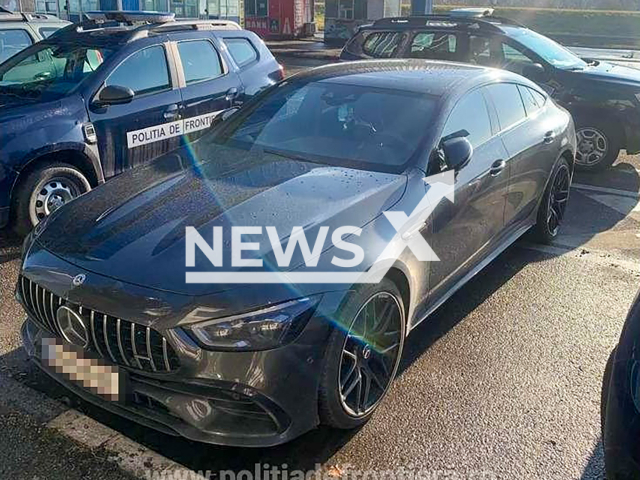 Picture shows the car worth 83,000 euros sought by Austrian authorities, undated. The border police officers from the Nadlac Border Police Sector - Romania, detected during control activities a Syrian citizen who was driving, using a fake driving license, a car wanted by the Austrian authorities. Note: Police photo. (Politia de Frontiera/Newsflash/NX)