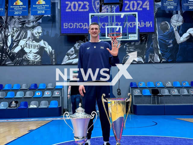 Ukrainian basketball player Volodymyr Koniev poses in undated photo. He was reportedly taken straight from train to military registration and enlistment office. Note: Private photo taken from social media. (@volodymyrkoniev/Newsflash/NX)