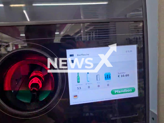 This image is a screen grab of the video supplied titled NewsX-BeerWeGo-01.mp4: Video shows beer bottle deposit in Vienna, Austria, Saturday, Feb. 22, 2025.