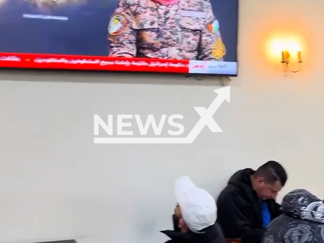 The video shows young men in an Arab cafe in Neukolln, Berlin, Germany, undated. They are watching Hamas spokesperson. Note: Photo is a screenshot from a video. (Newsflash/NX)