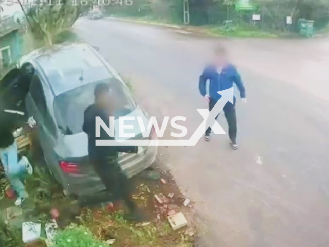 This image is a screen grab of the video supplied titled NewsX-TurkeyBens-01.mp4:  A 14-year-old driver hits a woman in Tuzla, Turkey, on Feb.11,2025. She survived. (Clipzilla/NX)