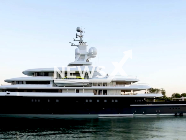 The mega-yacht from Russian tycoon Farkhad Akhmedov that was seized in the port of Hamburg, Germany. Note: This picture is a screenshot from the video. (Newsflash)