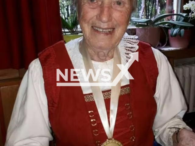 Description: Hermine Orian, aged 103, from the Autonomous Province of South Tyrol in Italy who is fighting for an Austrian citizenship, as according to her statements "she wants to die an Austrian." Notes: Photo from a press release. (Andreas Hofer,  Bund fur Tirol (AHBT)/Newsflash)