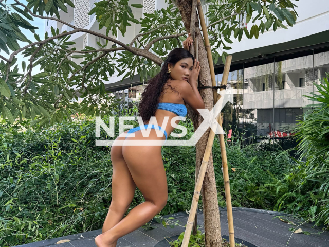 Nina Daily poses in undated photo. She posed in front of Angkor Wat. Note: Private photo taken from social media. (@ninadaily24/Newsflash/NX)