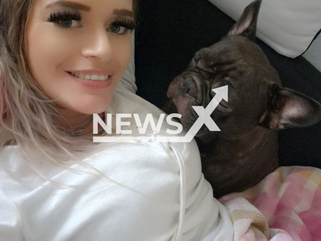 Picture shows Sandra K., 36, and her dog, undated. She has gone missing in Mansfelder Grund-Helbra, Germany. Note: Private photo taken from social media. (Newsflash/NX)