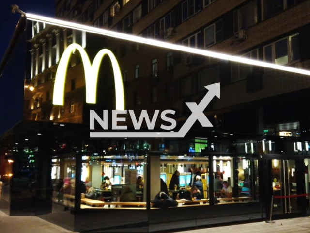 Picture shows McDonald's in Moscow, Russia, undated. Note: Image is a screenshot from video. (Newsflash/NX)