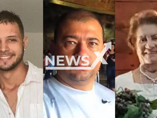 Picture shows Jadson Zordan, 25, (left), Davi Lima, 44, (middle) and Penha da Silva Pereira, 90, (right), undated. They have died in an accident in Anchieta, Brazil. Note: Private photo taken from local media. (Newsflash/NX)