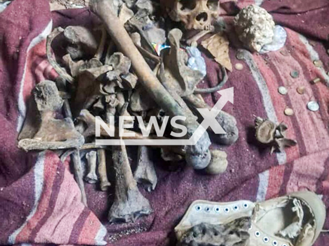 Picture shows some of the bones, undated. Mpumalanga man was found sleeping in bed next to skeletal remains of his relatives in South Africa. Note: Police photo taken from local media. (SAPS/Newsflash/NX)