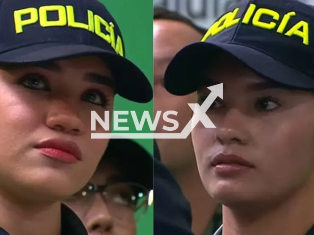 Picture shows officers Valentina Meza and Yesica Guidao Roldan, undated. They received a tribute from the Antioquia Governor's Office. Note: Private photo taken from local media. (Newsflash/NX)