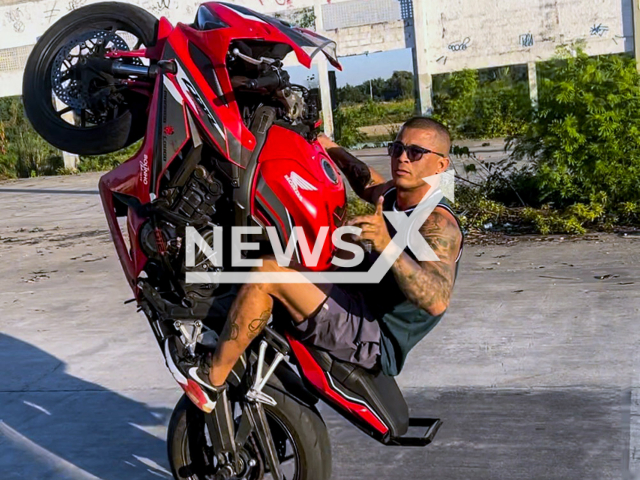 Thiago Brito Gomes, 38, known as 'Macaco Louco' poses in undated photo. He was arrested in Rio, Brazil. Note: Private photo taken from social media. (@macacoloucomotopecas/Newsflash/NX)