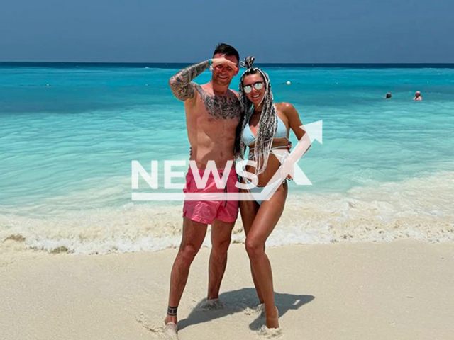 Vladislav Larionov poses with wife in undated photo. He died of malaria in Ulyanovsk, Russia. Note: Private photo taken from local media. (Newsflash/NX)