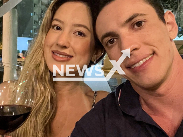 Professor Larissa Rodrigues poses with husband in undated photo. She died in Ribeirao Preto, Brazil. Note: Private photo taken from social media. (Newsflash/NX)