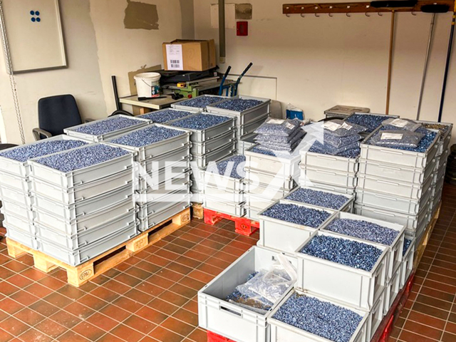Picture shows the packaged aircraft rivets, undated. Airbus employee stole five tons of aircraft rivets in Hamburg, Germany. Note: Police photo. (Rotenburg Police Station/Newsflash/NX)