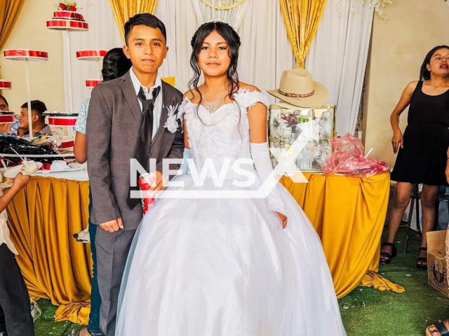 Picture shows the two minors on their wedding celebration in Tlacoachistlahuaca, Mexico, May 4, 2025. According to the Guerrero Women's Secretariat, there was no formal wedding at the Civil Registry. Note: Private photo taken from social media. (Newsflash/NX)