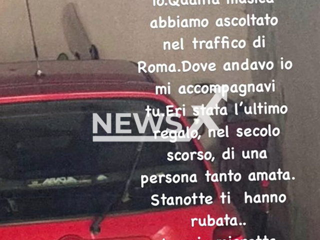 Rita Dalla Chiesa makes emotional plea to have her car returned by thieves after it got stolen in Rome, Italy, in May 2025. It was returned to her the next day. Note: Picture is taken from social media. (@rita_dalla_chiesa_official/Newsflash/NX)