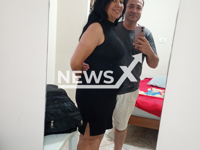 Carmelina Alves Albino poses with husband, undated. The woman from Itapetininga, Brazil is pregnant. Note: Private photo taken from social media. (Jefferson Albino/Newsflash/NX)