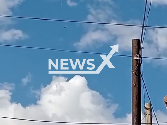 A hot air balloon catches fire during a festival in Enrique Estrada, Mexico, undated. A person died after jumping into the void. Note: Photo is a screenshot from a video. (Newsflash/NX)