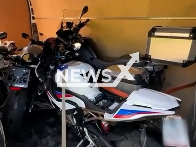 This image is a screen grab of the video supplied titled NewsX-CzechChase-01.mp4: Dashcam footage captures Czech police in high-speed pursuit of a FIAT van, inside, officers discover four stolen BMW motorbikes hidden in the vehicle in Vyskov, Czech Republic on Wednesday, May 7, 2025.(@PolicieCZ/Clipzilla/NX)